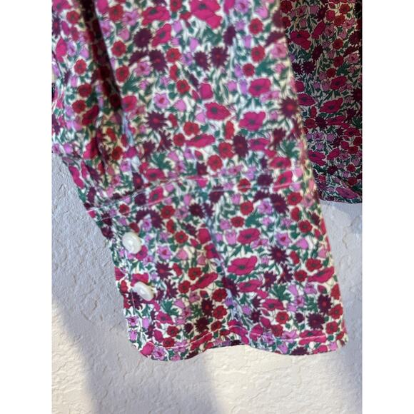 J Crew Liberty London Art Fabrics floral Button Up Shirt Sz 6 Preppy Fuscia - Picture 3 of 8